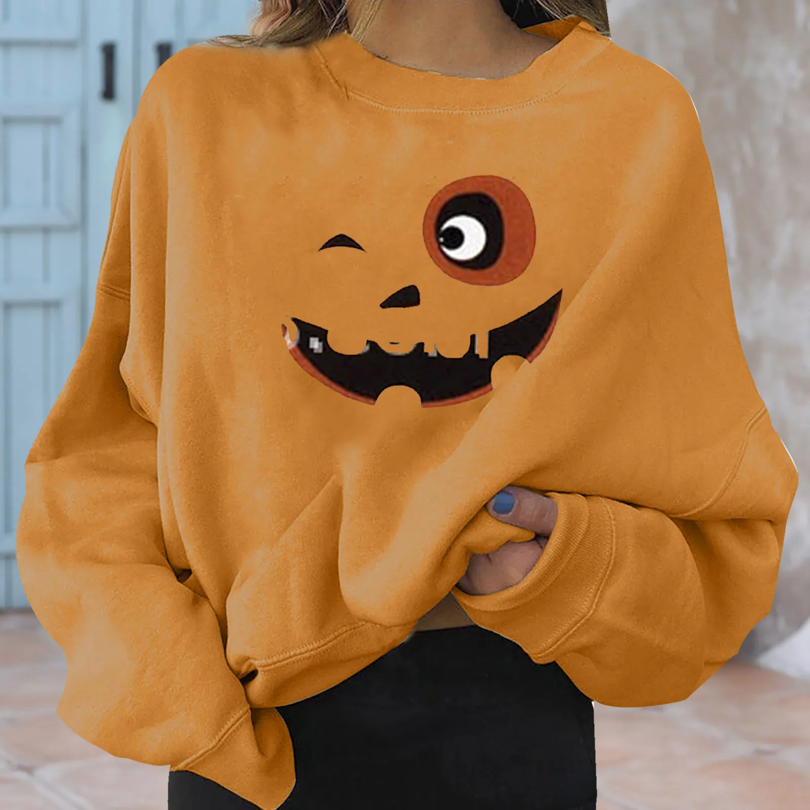 

Plus Size Hoodies Women Halloween Printed Sweatshirts Autumn Casual Long Sleeve Round Neck Top Sweatshirts Loose Толстовка