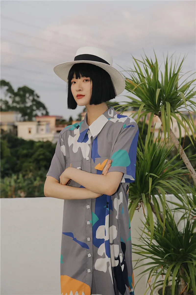 Дизайнерская Цветочная блузка CHEERART Длинные рубашки женская рубашка с коротким