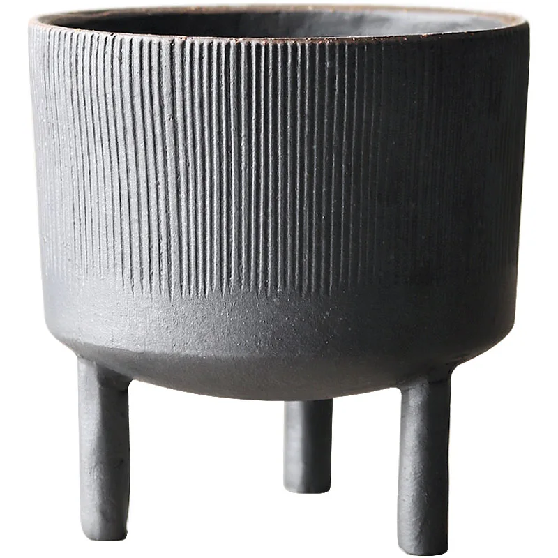 

American industrial antique bronze metal flower pot planter