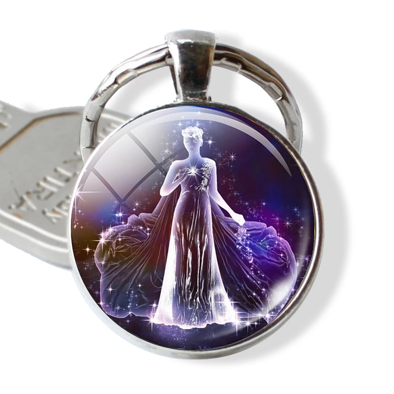 Virgo 12 созвездий брелок Созвездие брелоки Знак зодиака брелок кулон ювелирные изделия весы Овен Лев Мода подарок на день рождения - Цвет: Virgo