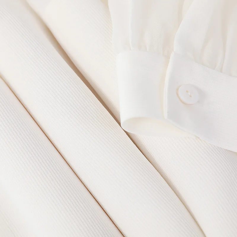 VOA однотонные белые 100% шелковая блузка Для женщин женские офисные топы рубашки