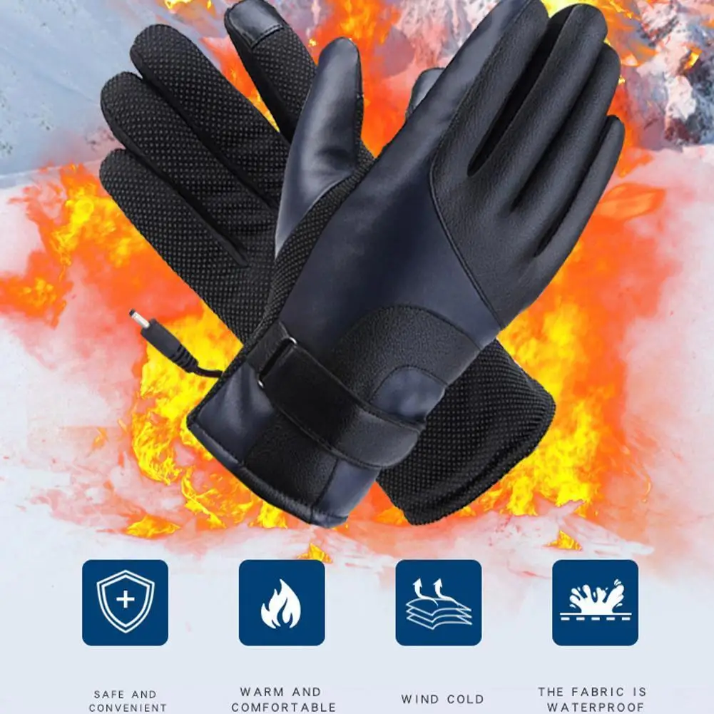 

Зимние перчатки с подогревом для мужчин и женщин, водонепроницаемые, ветрозащитные, с питанием от USB, с экраном, для катания на лыжах и езды н...