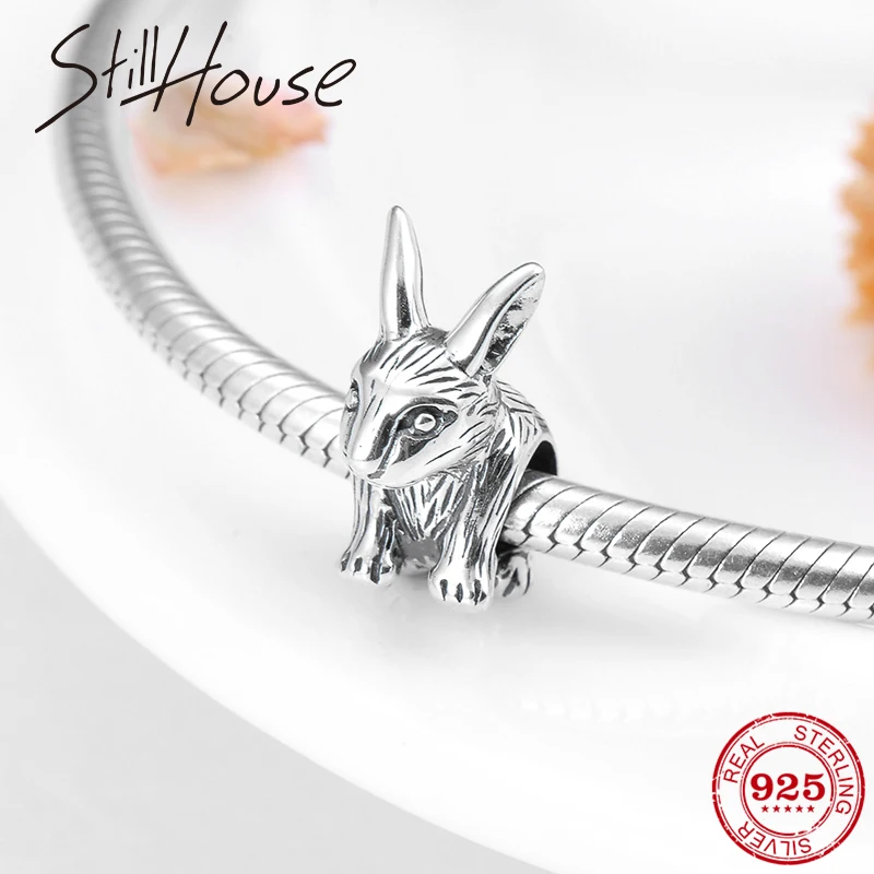 Аутентичные стерлингового серебра 925 яркие прекрасные Подвески Кролик Бусины