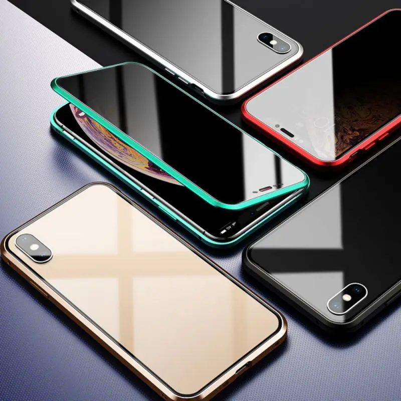 New 5.8-inch mobile phone case for iPhone X / XS full body magnetic absorption HD tempered glass cover dust screen protector |