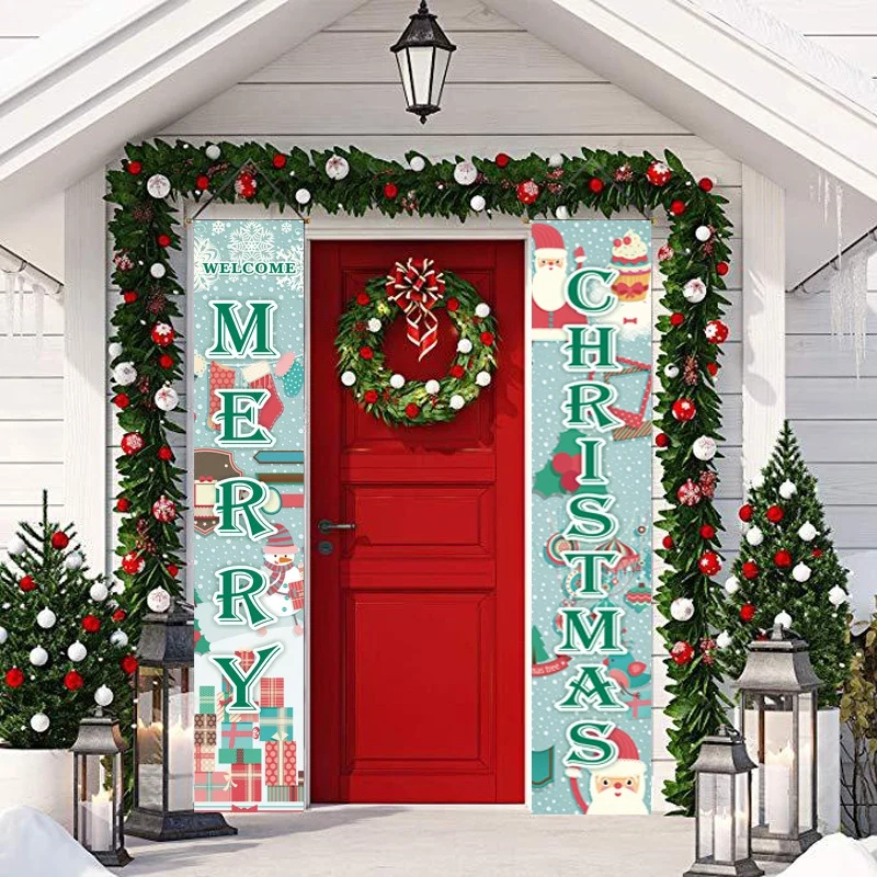 

Christmas Porch Sign Merry Christmas Hanging Banners For Holiday Home Indoor Outdoor Porch Wall Christmas Decoration