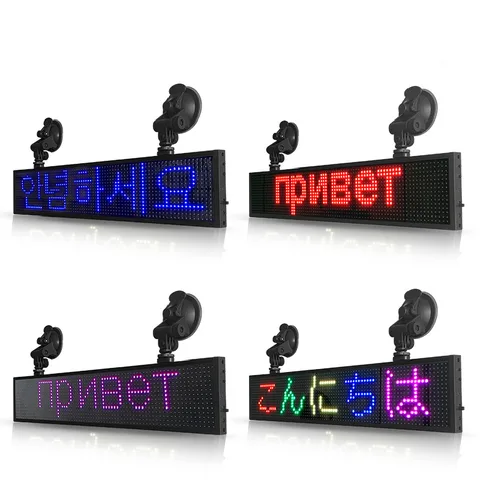 Цветная (RGB) P5MM12v Автомобильный светодиодный знак 50x10 см с поддержкой Wi-Fi + USB подключение бегущая строка светодиодный знаки для Бизнес программируемый светодиодный Дисплей