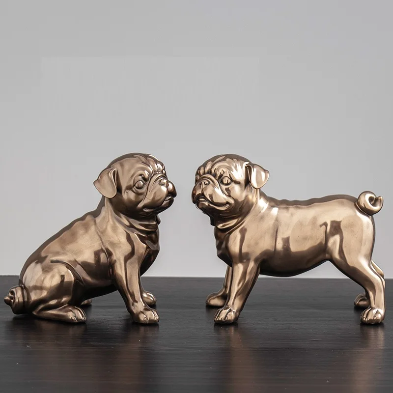 

EUROPEAN PUG ART SCULPTURE PETS DOG FIGURINE ANIMAL STATUE RESIN CRAFTS CREATIVE HOME DECORATION WEDDING GIFT R5032