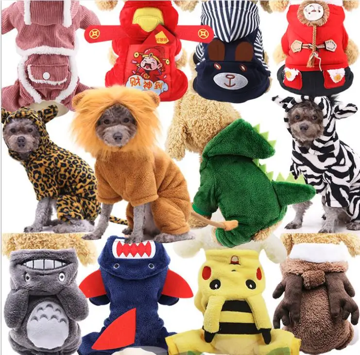 Зимняя Теплая Флисовая одежда для собак кораллового цвета Милая мультяшная
