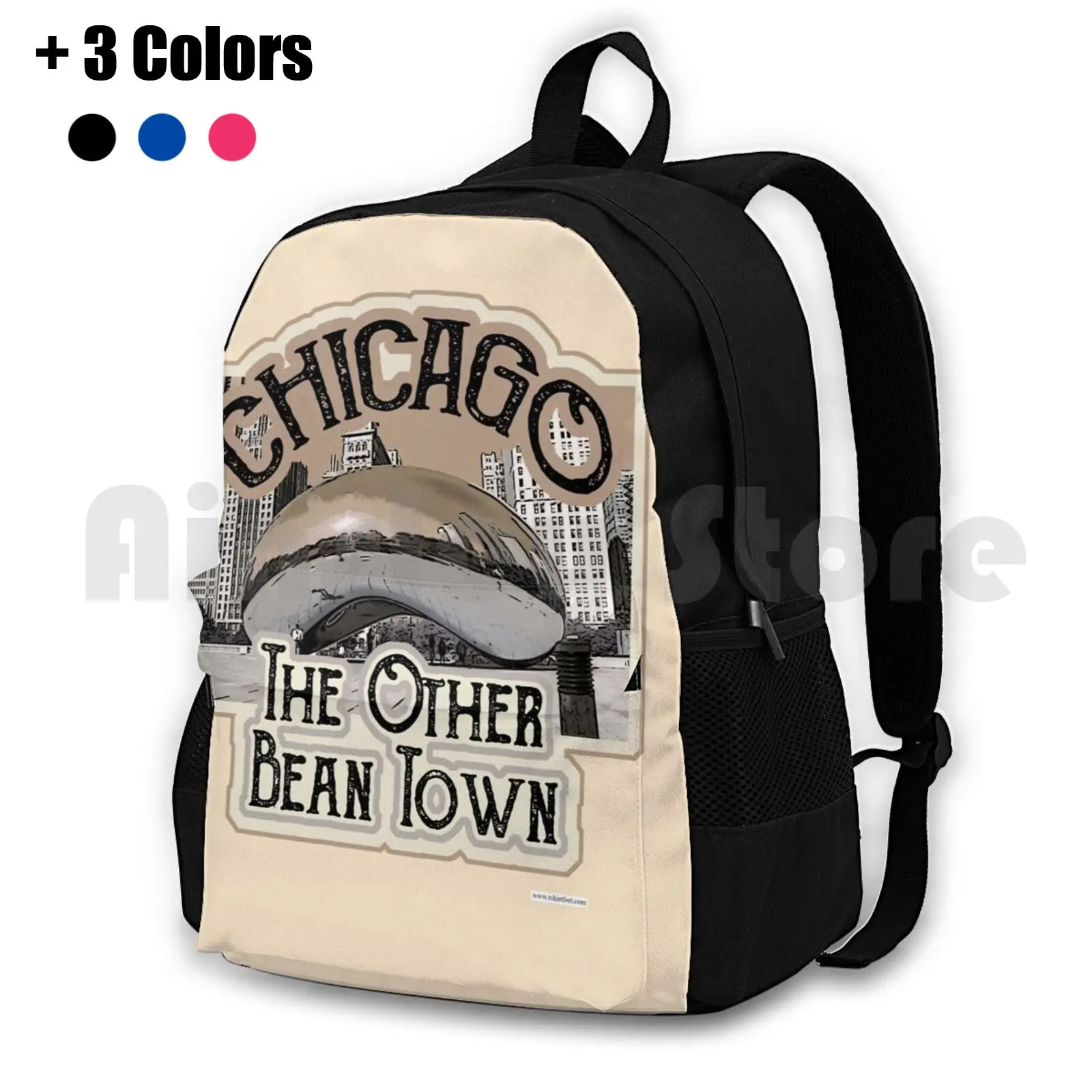 

Chicago Bean Travel Design Outdoor Hiking Backpack Waterproof Camping Travel Chicago Landmark Bean Cloud Gate Park Lincoln Park