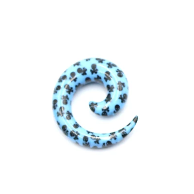 Blue Skull Новинка, 2 шт., в стиле панк, акриловые, спиральные, конфетные, ушные приспособления, растягивающие пробки и туннели, расширители, пирсинг, ювелирные изделия, вечерние, подарок - Окраска металла: Blue Skull