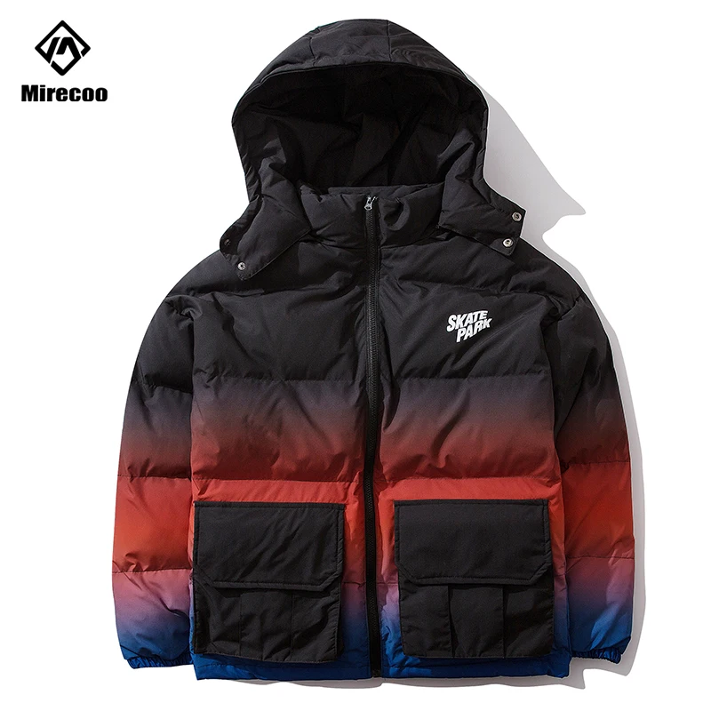 Градиентная куртка для командора мужская со съемным капюшоном в стиле хип хоп