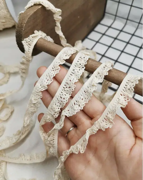 10 метров Эластичная отделка хлопок материал кружева планки бежевый одежда