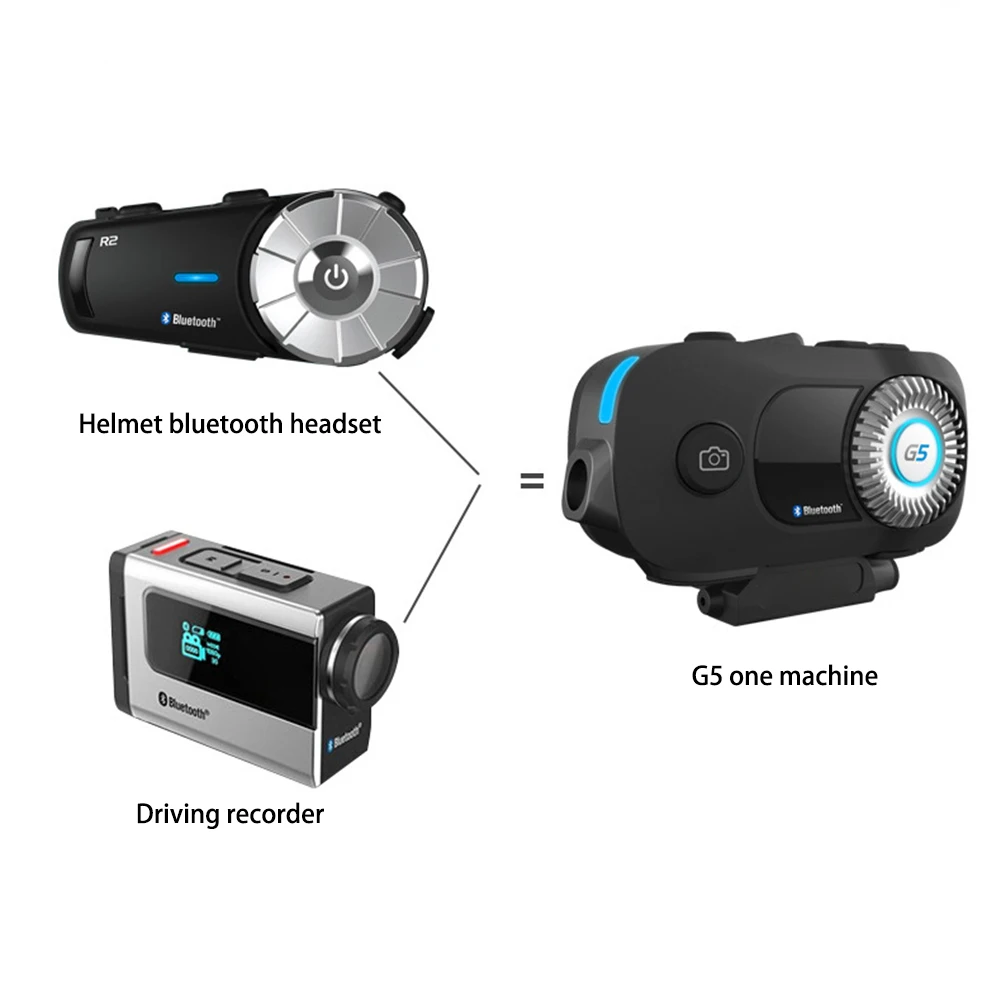 G5 Motorcycle Helmet Bluetooth Headset Waterproof Intercom Driving Recorder HD Camera For Motorcycle Accessories