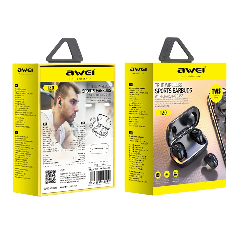 

AWEI Earphone T20 TWS In Ear Mini Earbuds Gaming Bluetooth 5.0 Quality Sound Hifi With Microphone Touch Contorl Wireless Headset