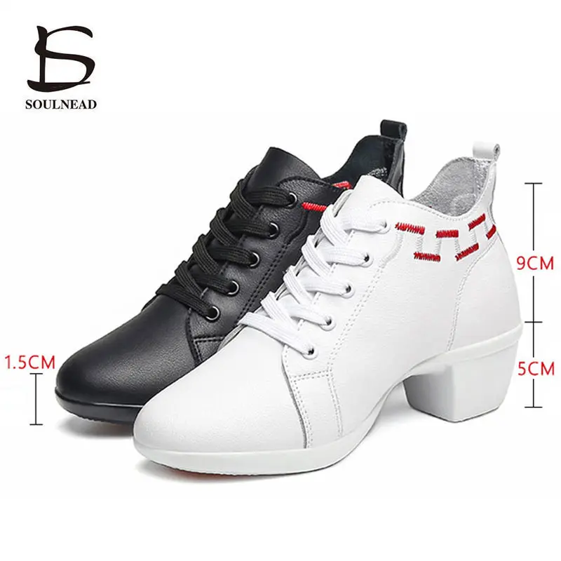 Latin Dance Shoes Female Sneakers SHOES Profession Ballroom Shoe Modern Soft Cowhide Premium Oxford Heel 5cm Woman's Jazz Shoes