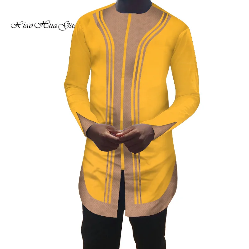 Африканская мужская одежда Dashiki Bazin Riche Ankara повседневные офисные рубашки с длинными рукавами рубашка в африканском стиле Wyn522 - Цвет: 15