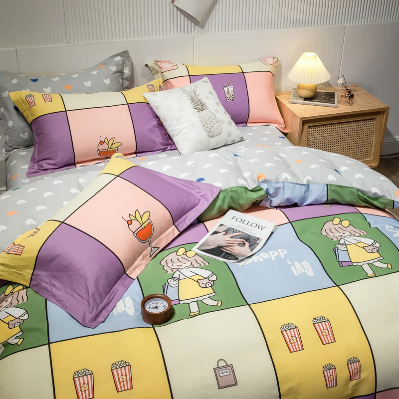 

Four-Piece Bed Sheet, Duvet Cover, Pillowcase, 100% Cotton, Comfortable At Home, Bedding, Stylish And Simple