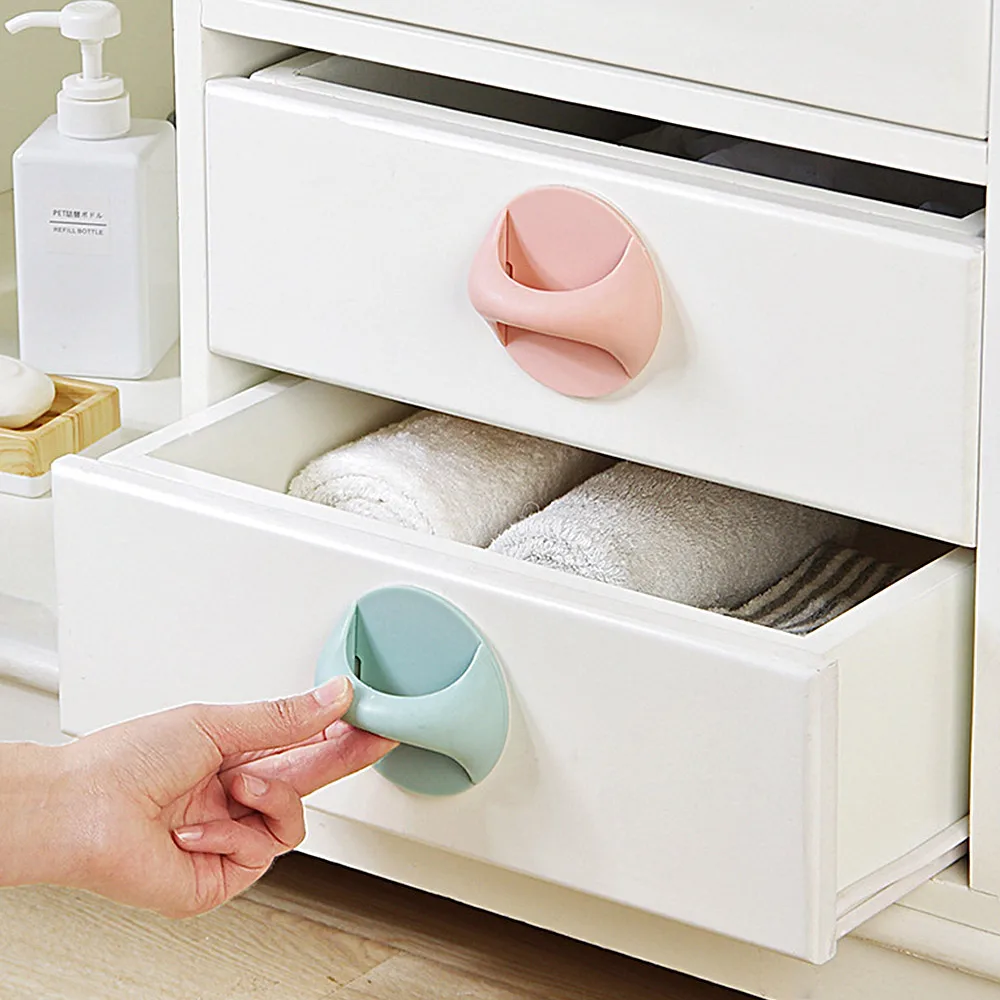 

2pcs Round Auxiliary Knobs Cabinet Modern Self Adhesive Drawer Window Door Handles Suction Pulls Refrigerator Handle Decor Tools