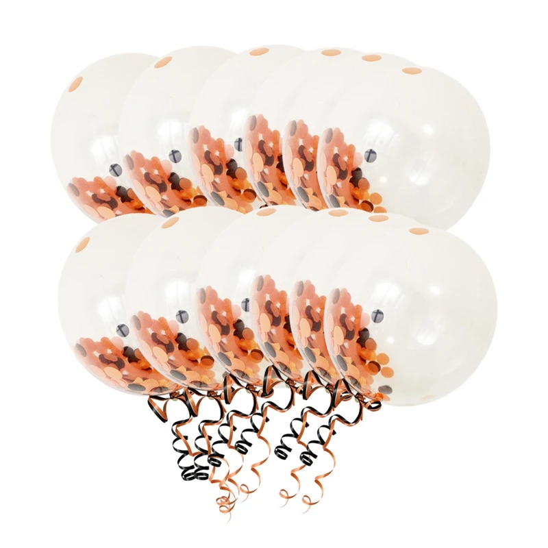 Прозрачный воздушный шар из латекса черно оранжевые конфетти шары с лентой день