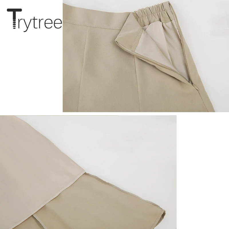 Женская Повседневная юбка Trytree однотонная офисная трапециевидной формы на