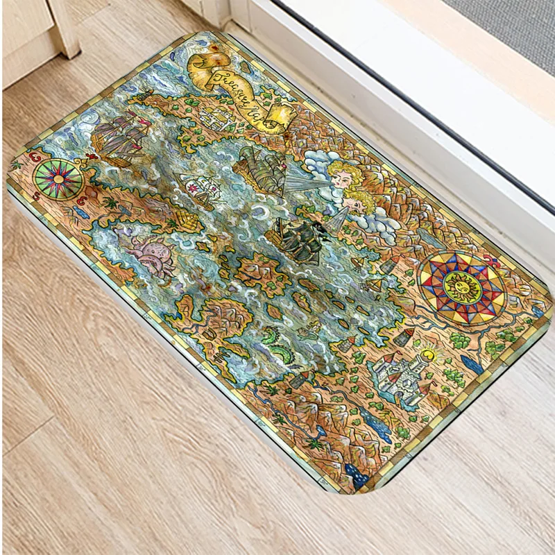 Винтажный коврик для ванной в стиле ретро с навигацией по карте кухонный ковер