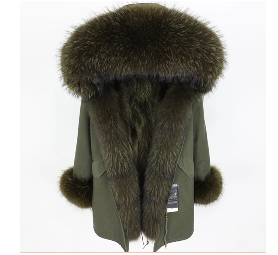 2021 women's Clothing Waterproof Parka Real Raccoon Fur Collar Natural Raccoon Rur Lining Long coat Real Fur Coat Winter Jacket
