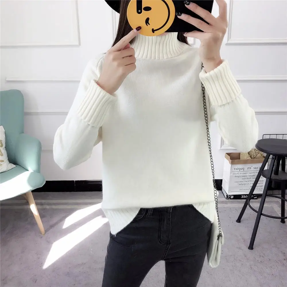 Sweater Women Turtleneck Solid Color Loose Europes Wind Female long-sleeve Thick Hot Sell Womens Sweaters Vestidos LXJ677 | Женская