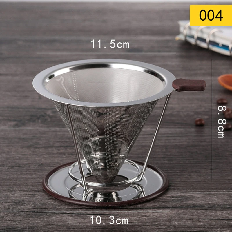 

1Pcs Stainless Steel Reusable Coffee Filter Durable Coffee Pot Filter Funnel Grid Coffee Tools Conical No filter paper Dripper