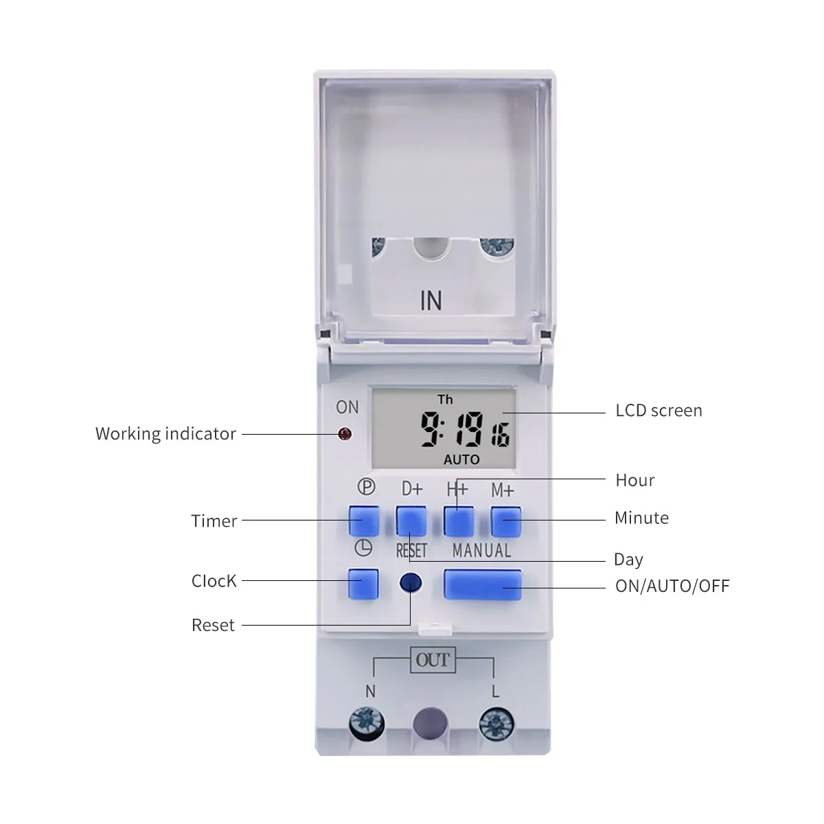 New type Din Rail 2 wire Weekly 7 Days Programmable Digital TIME SWITCH Relay Timer Control AC 220V 230V 12V 24V 48V 16A 30A |