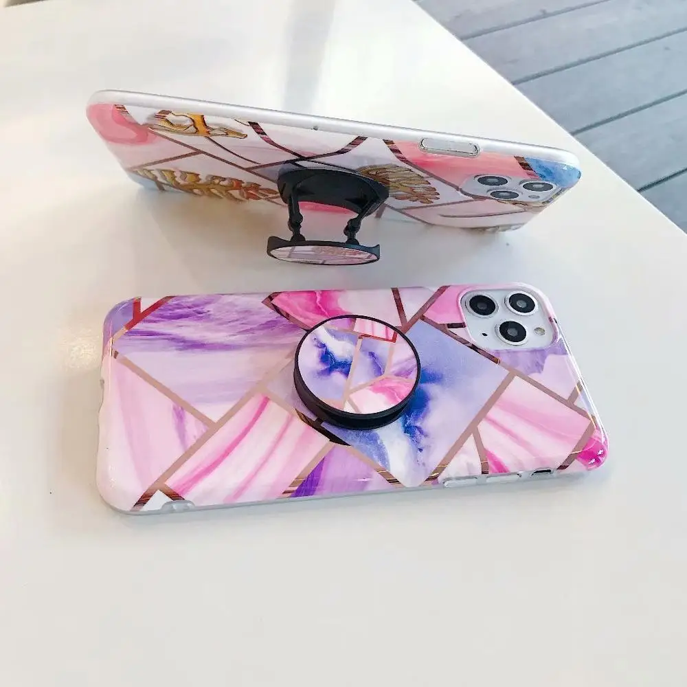 Необычная Геометрическая подставка держатель мраморный чехол для телефона iPhone 11