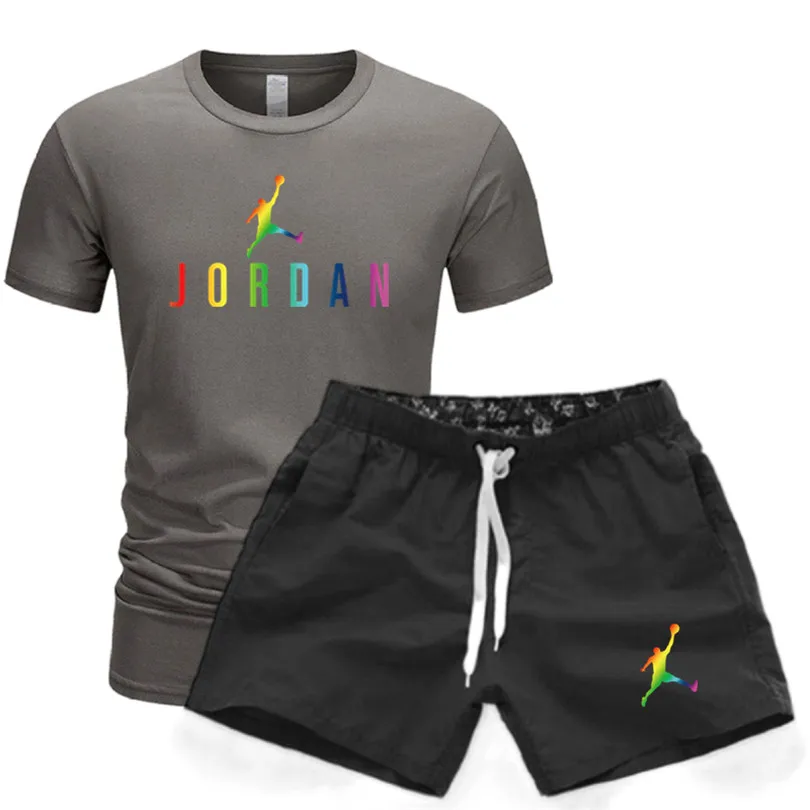 

2021 summer Brand cotton men's T-shirt + Sports Shorts Set jordan-23 summer high quality cotton T-shirt sports running set