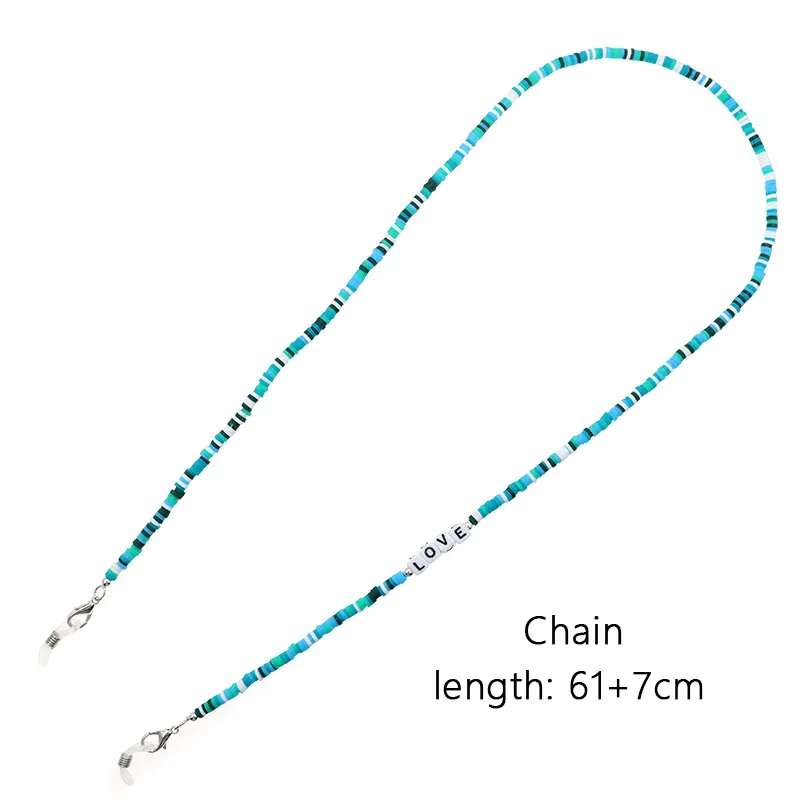 Цепочка для очков из мягкой глины с керамическими бусинами разноцветная