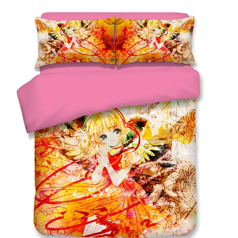 

3D Anime Cardcaptor Sakura Print Bedding Set Duvet Covers Pillowcases One Piece Comforter Bedding Sets Bedclothes Bed Linen 10