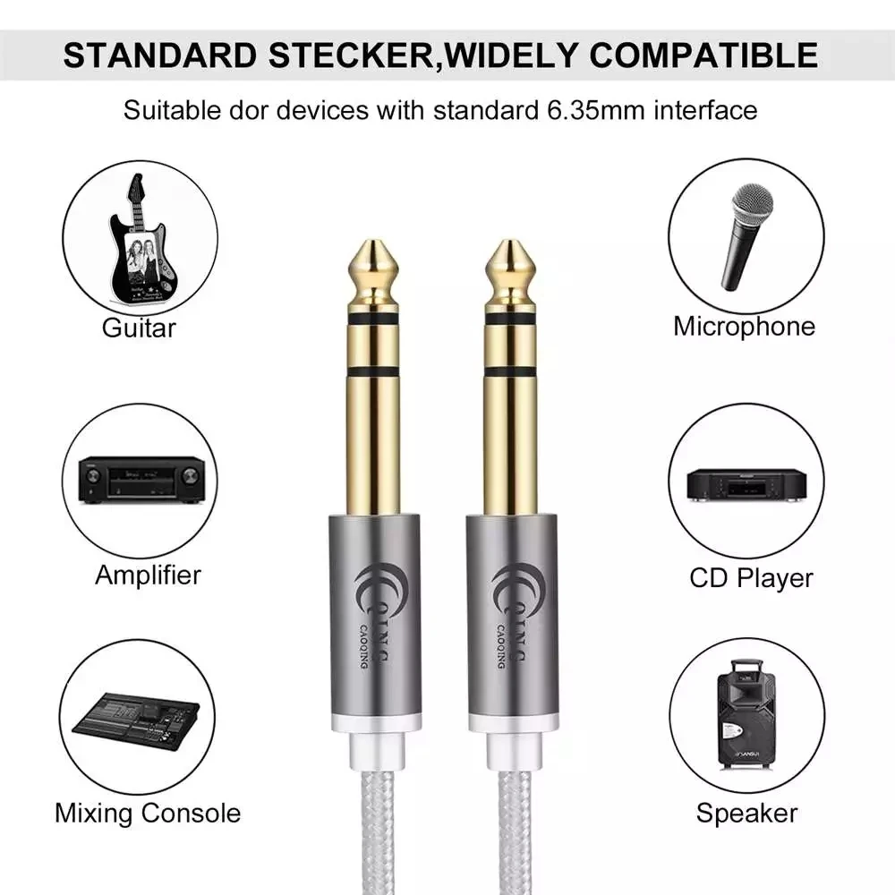 635mm zu 635mm trs stereo audio kabel 14 ts professionelle lautsprecher kabel für elektrische gitarre bass verstärker tastatur 635mm fr