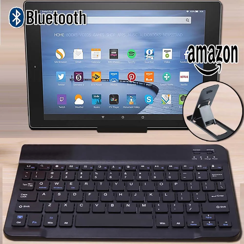 Беспроводная Bluetooth-клавиатура для Amazon Kindle Fire HD 8 9 дюйма/Fire 10 2015 2017 планшет IOS Android