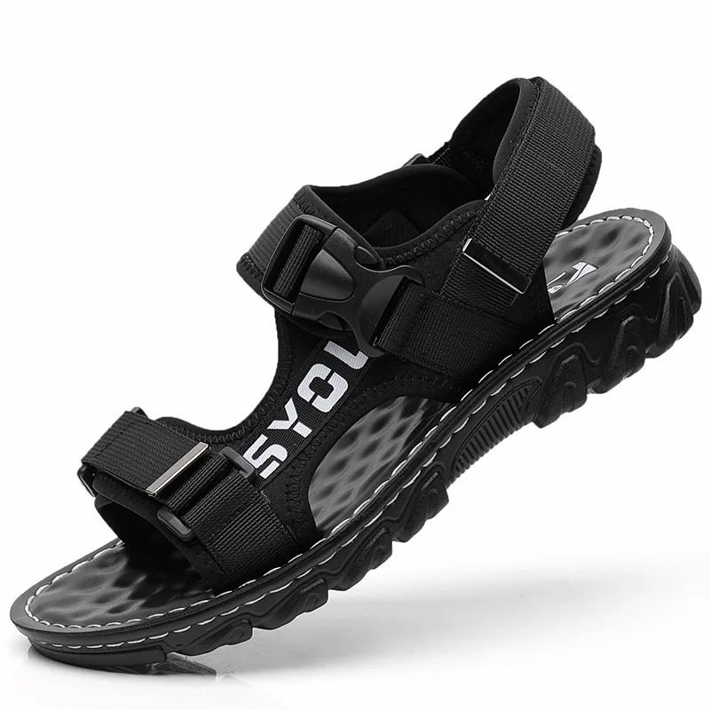 

Men's Summer Sandals High Quality Summer Beach Roman Men Casual Shoes Flat Non-slip Wear-resistant Youth Velcro Sandals Man