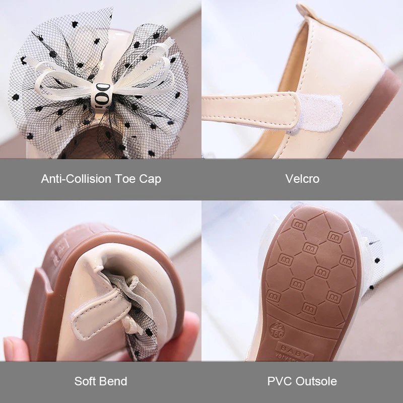 

Autumn Girls Bowknot Single Shoes Baby Fashion Soft Soles Anti-Slip Toddler Sandals Students Kids First Walkers Princess Shoes