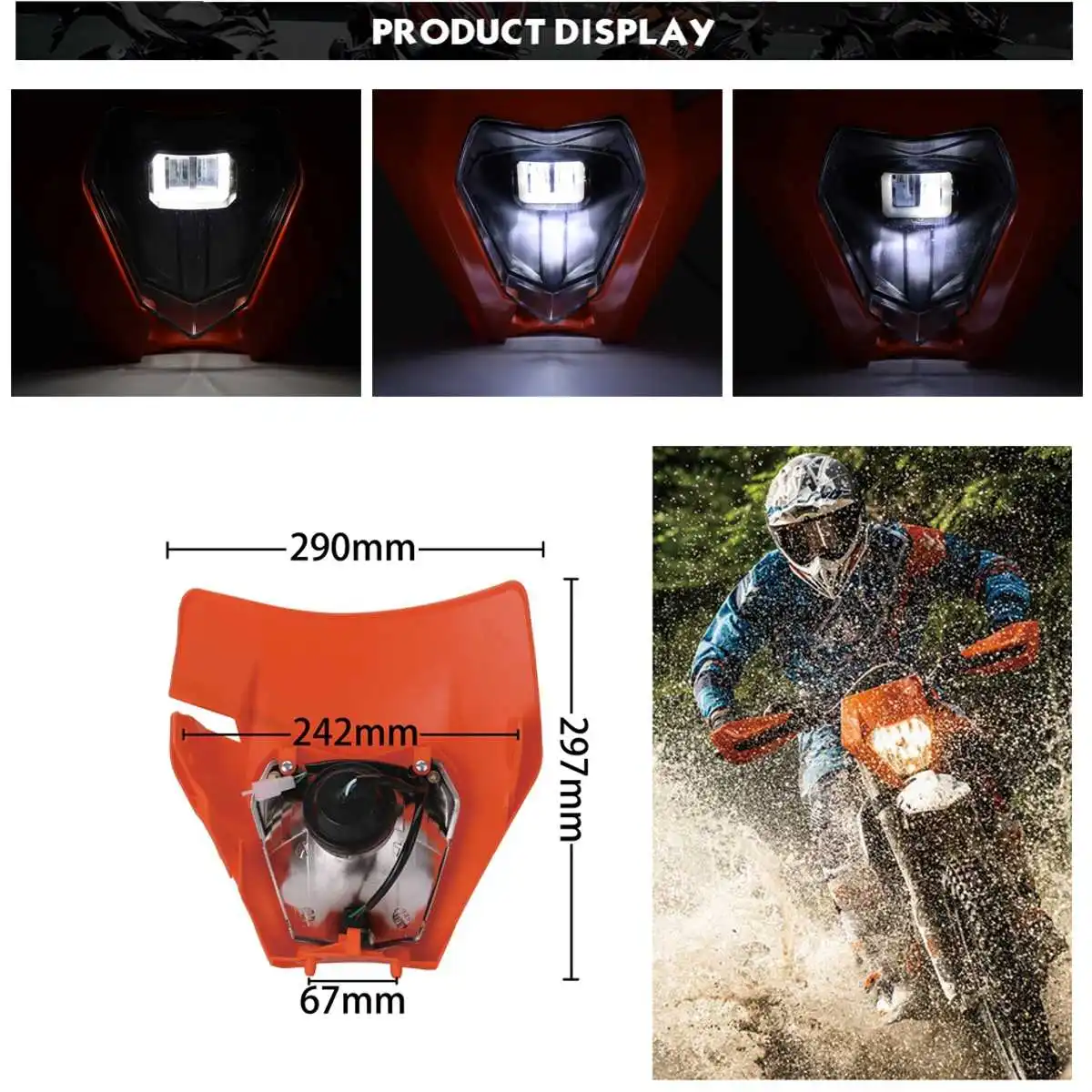 

3Color Motorcycle Enduro SM LED Headlight Headlamp For EXC XCF SX F WR DRZ KLX KX YZ SMR Dirt Bike 2017 2018
