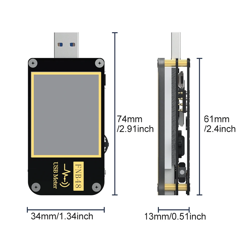 USB-тестер FNB48 мобильный телефон вольтметр амперметр кабель быстрая зарядка HD