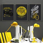 Печать на холсте, настенные плакаты с изображением мотоцикла, велосипеда, черного и желтого цветов, современные настенные плакаты для гостиной