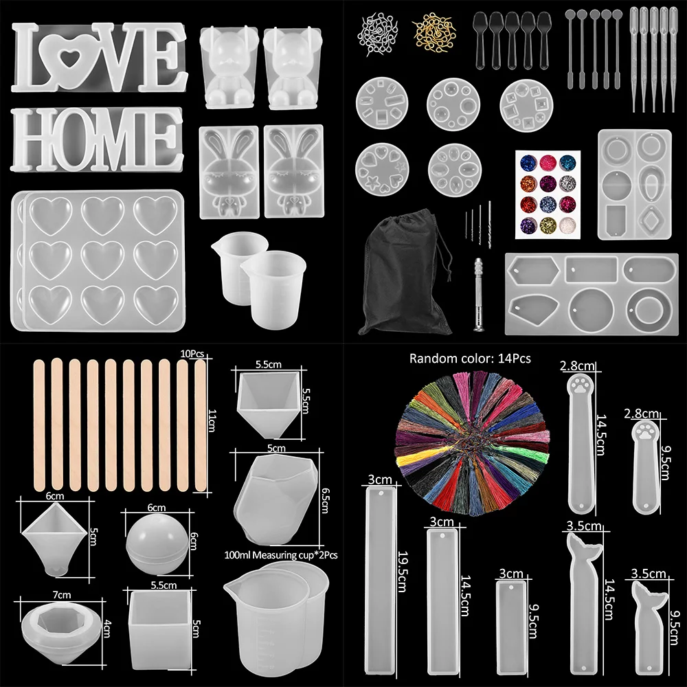 

19 Mixed Styles Epoxy Resin Casting Mold Kits UV Resin Tool Set Mold For DIY Handmade Pendant Jewelry Making Finding Accessories