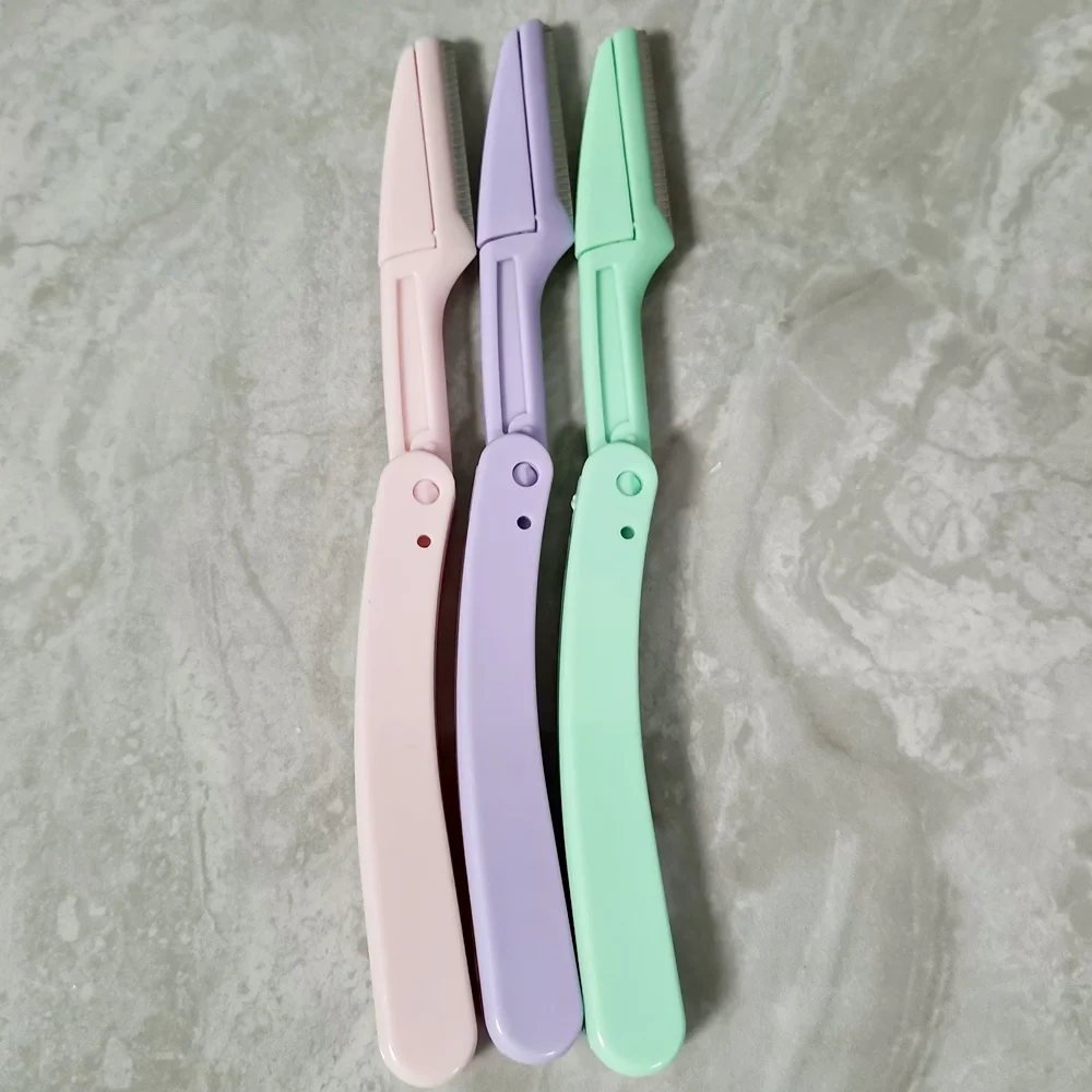 

3Pcs/Set Portable Eyebrow Trimmer Foldable Hair Remover Kit Brow Shaper Shaping Scissors Facial Razor Blades Shaver Makeup Tools