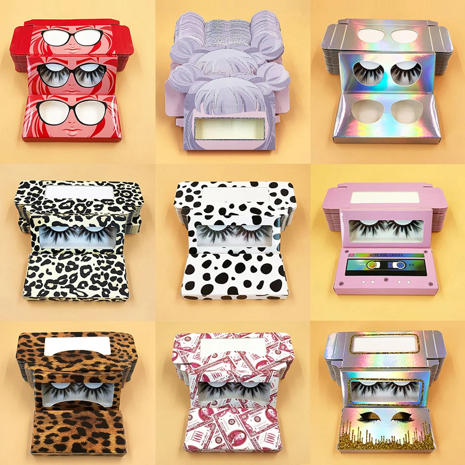 

Wholesale 30/50/100 Pcs Eyelashes Box Package 15-25 MM Mink Eyelashes 3D Mink Lashes Box Case False Mink Eyelashes Packaging Box