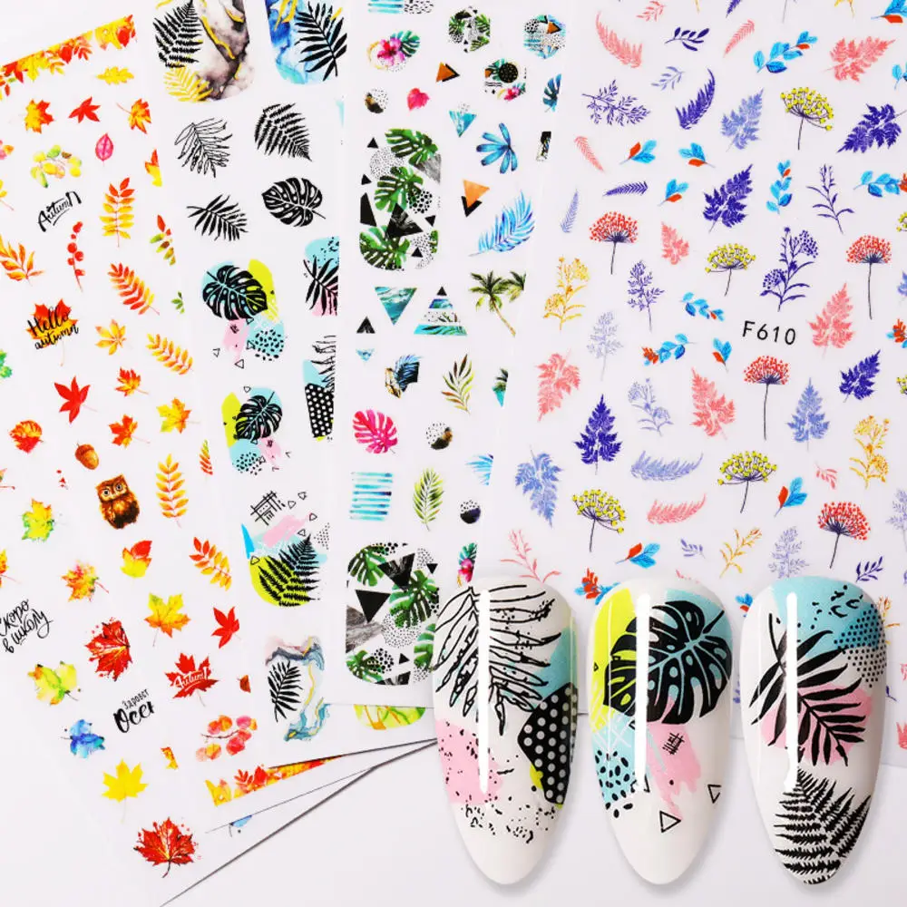 1 шт. переводные наклейки на ногти в виде листьев|Стикеры и наклейки| |