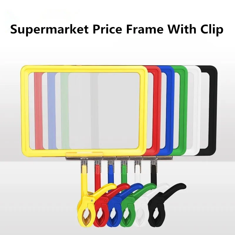 

5 Pieces Quality A5 Sign Paper Card Holder Display Frame Promotion Plastic Merchandise Rotatable Pop Price Clip Clothing Tags