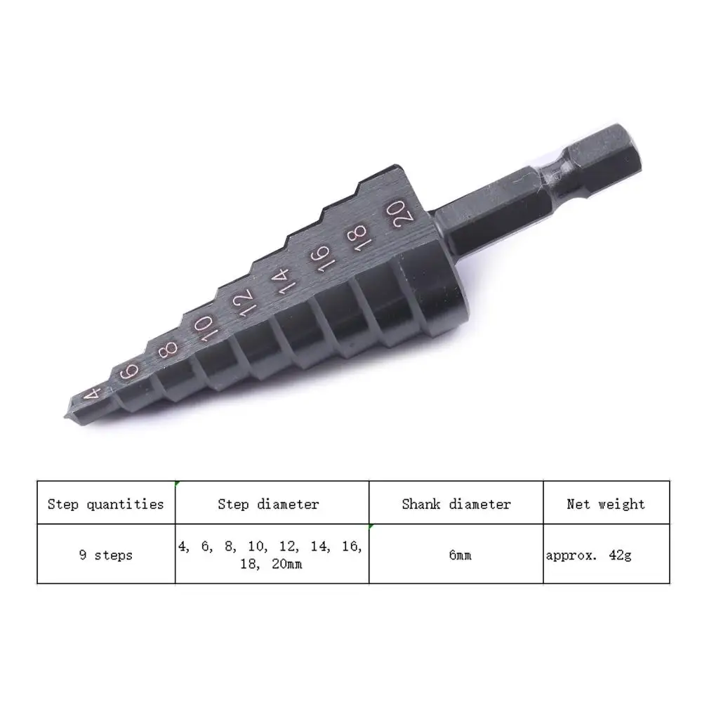 1 Pcs 6mm Shank HSS Nitride Black Stepped Drills 4-12/20/32mm Straight Groove Cone Drill Bit For Metal Wood Plastics Drilling |