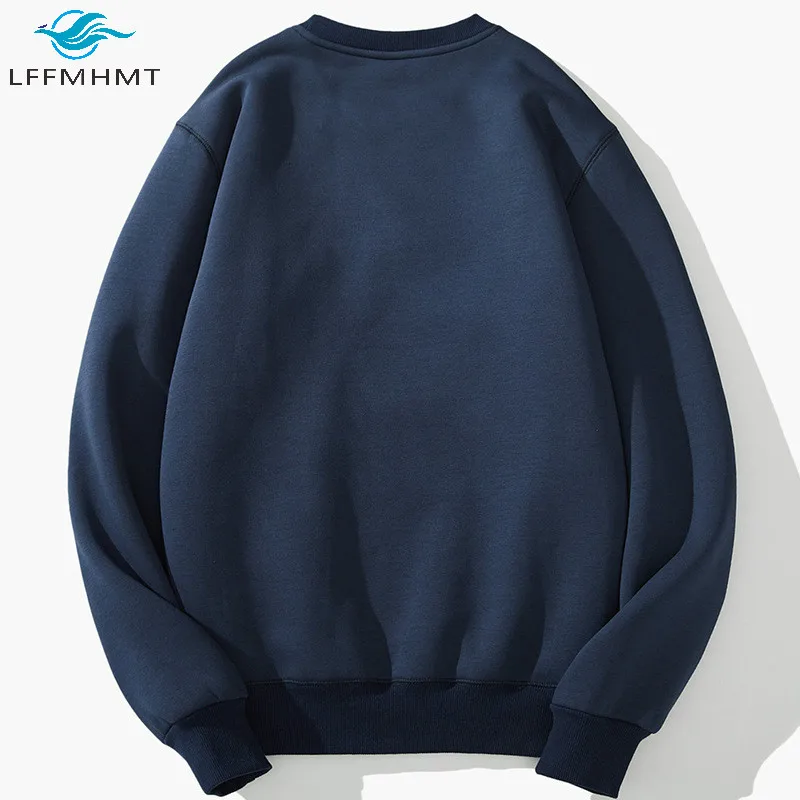 

Men Winter Fashion Solid Color Cashmere Thick Warm O-Neck Long Sleeve Sweatshirts Business Casual Loose Simple Japan Style Tops