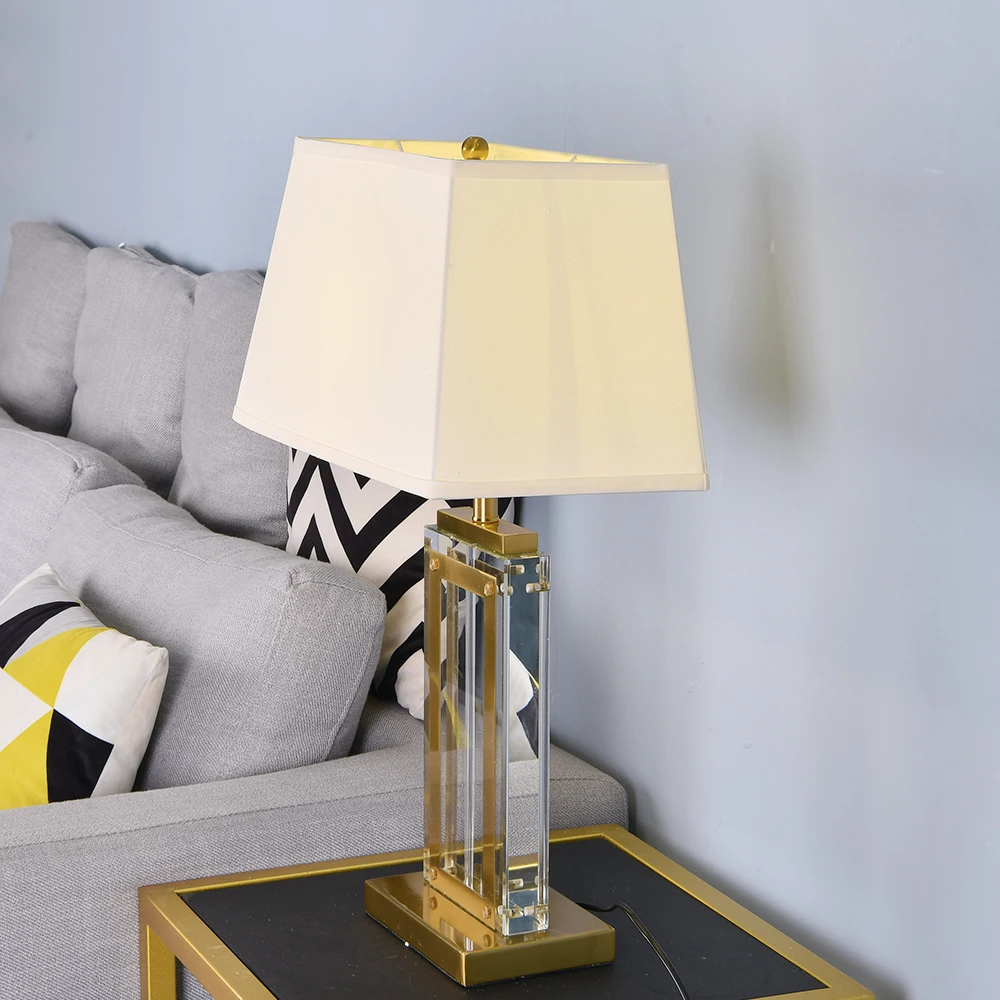 Квадратная Хрустальная большая настольная лампа черный трапециевидный абажур