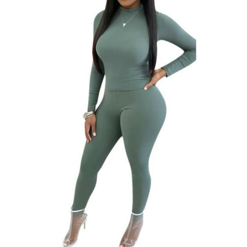 

Осенне-весенний женский комплект одежды, однотонные базовые спортивные костюмы для фитнеса, футболки с длинными рукавами, топ + штаны, легги...