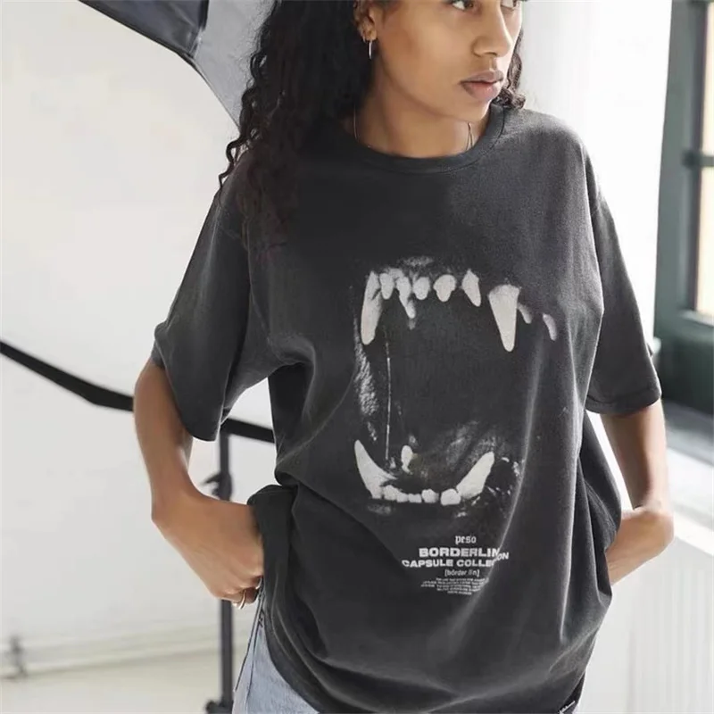 

Spike Print PESO T Shirt Men Women 1:1 Best Quality T-shirt High Street Summer Style Vintage Tops Tee